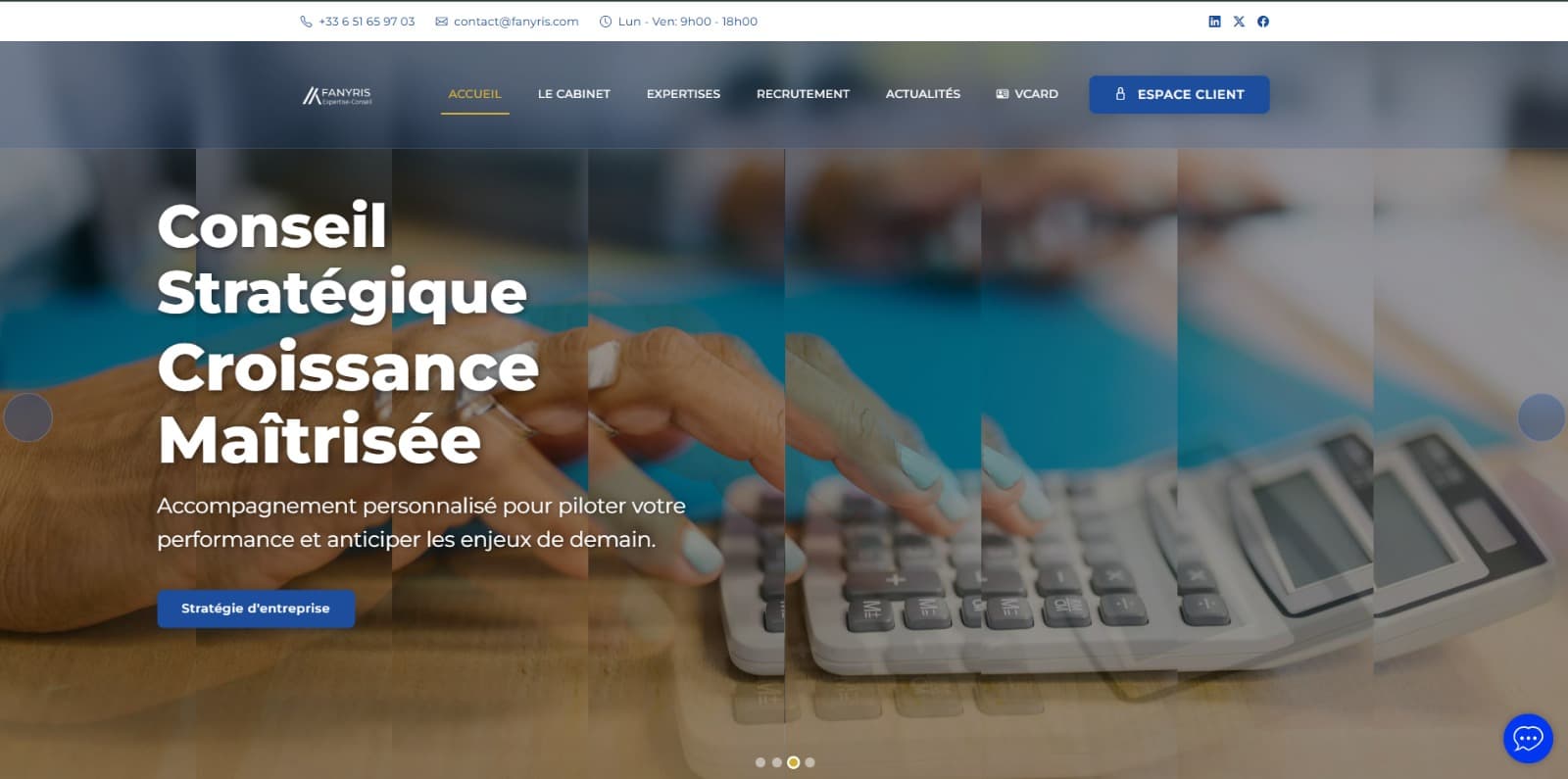 Home page of the FANYRIS Expertise-Conseil website